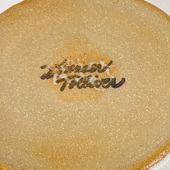 Brenner Tolliver Pottery Handcrafted White Stoneware Soup Bowl Hollow Handle - Picture 11 of 15